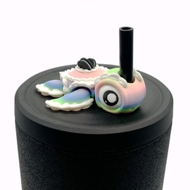 Sip Sidekicks - Articulating 3D Printed Animal Figurines – Pocket-Sized Drinkware Collectibles – Adorable 3D Printed Straw Buddy for Tumbler Cups | Collectible Cup Charm:_Oreo Birthday Cake Turtle