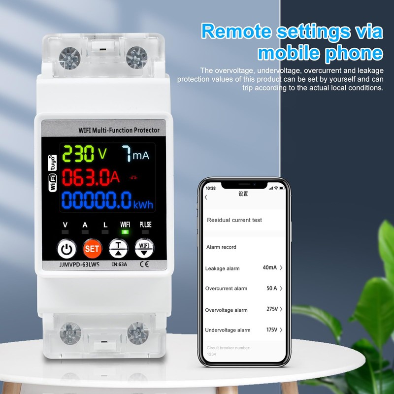 63A WiFi Power Meter Automatic Surge Protection Lightning Protection Circuit