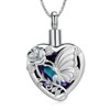 Butterfly Urn Necklaces for Ashes Heart Roseflower Crystal Cremation Jewelry