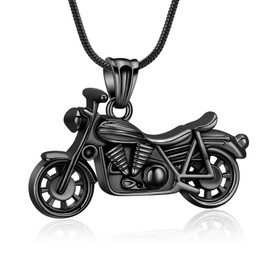 Motorcycle Urn Necklace for Ashes Cremation Jewelry for Women Men Stainless Steel Motorbike Memorial Necklaces Ash Holder for Human Pets Keepsake Jewelry for Loved Ones with Fill Tool
