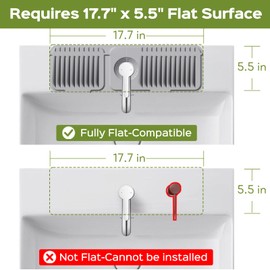 18 Inch Silicone Faucet Mat for Kitchen Sink Splash Guard – 2025 Upgraded Draining Mat with Water Tray Behind Faucet – Countertop Protectors to Catch Spills (Gray, 17.7" x 5.5")