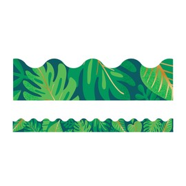 Carson Dellosa – One World Tropical Leaves Scalloped Borders, Classroom Décor, 13 Strips