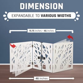 Bundaloo Freestanding Dog Gate Expandable Decorative Wooden Fence for Small to Medium Pet Dogs, Barrier for Stairs, Doorways, & Hallways