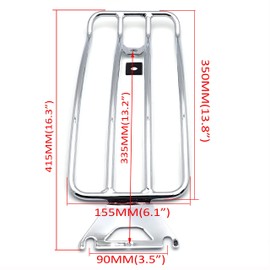 SMT-Chrome Steel Rear Shelf Fender Rack Plated Luggage Shelf 14"x6" Compatible With H-D FLHT Electra Glide FLHX Street Glide FLTR Road Glide [B01C3JZUWS]