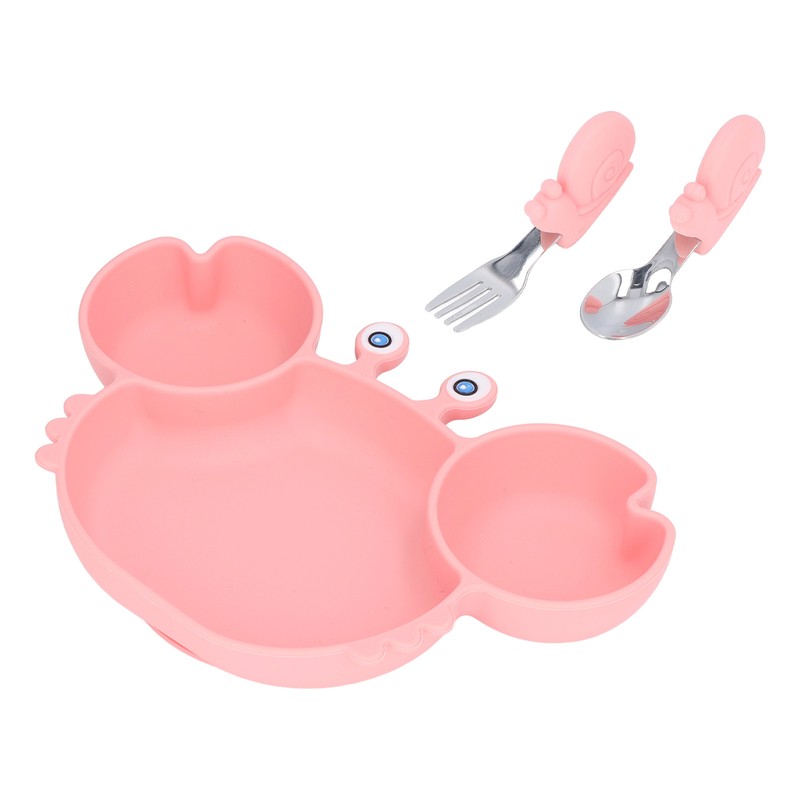 3pcs Toddler Divided Plate Set Silicone Baby Suction Plate Anti