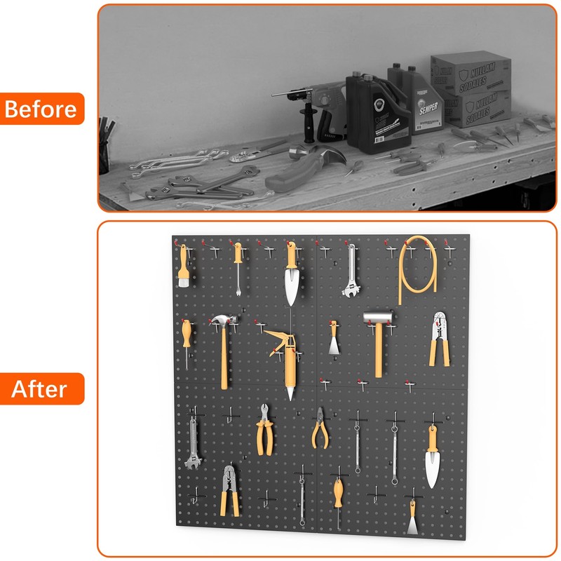 WALMANN 4 PCS 16" x 16" Metal Pegboard Panels for