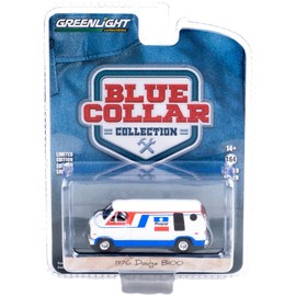 1976 B100 Van White with Red and Blue Stripes Blue Collar Collection Series 9 1/64 Diecast Model Car by Greenlight 35200 C