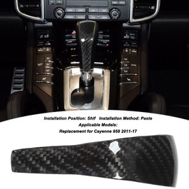 Carbon Fiber Gear Shift Knob Cover, Gear Shift Lever Knob Trim, Black Gear Shifter Trim Replacement for Automotive Interiors