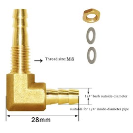 Joywayus 1/4''ID Hose Barb Thru-Bulk Head Hex 90 Degree L Right Angle Elbow Union Brass Fitting Water/Fuel/Air