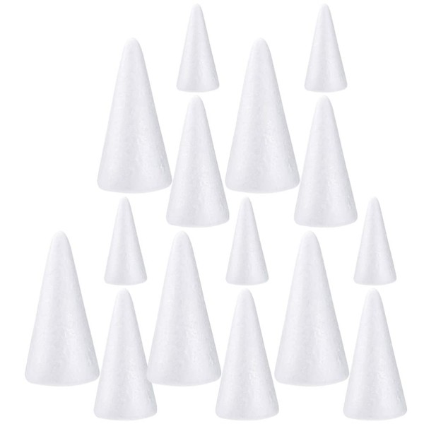 30Pcs White Craft Foam Cones DIY Christmas Tree Foam Cone