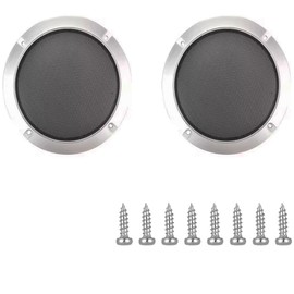 Lagogia 8" Universal Speaker Grille Mesh Cover, Round Decorative Ring Woofer Protection Grille Protective Cover for Cars Home Stereo DIY Accessories Silver with 8Pcs Screws - (2 Pcs)