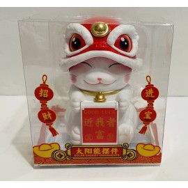 Cal Mart Gifts Solar Powered  ManekiNeko Welcoming with dragon dancing hat Fortune Cat
