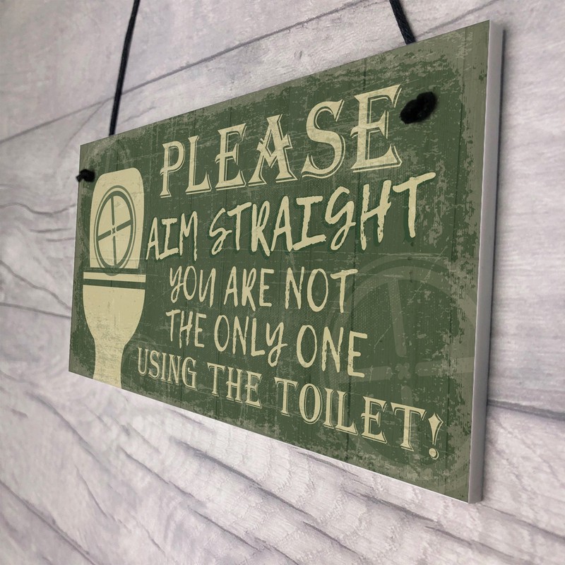 RED OCEAN Funny Novelty Bathroom Sign Aim Straight Loo Decor
