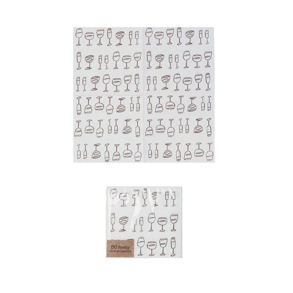 Creative Co-Op Chic Cocktail Napkins, White and Black