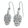 Touch Jewellery 925 Sterling Silver Sugar Skull Drop Earrings