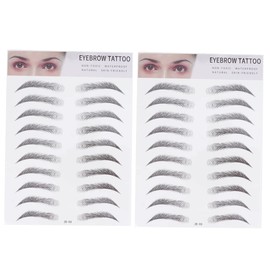BIUDECO 2pcs Imitation Eyebrow Transfer Stickers Use Hair-like Eyebrow Tool for Men and Women for Sparse Brows Non-damaging and Realistic Look Black Color