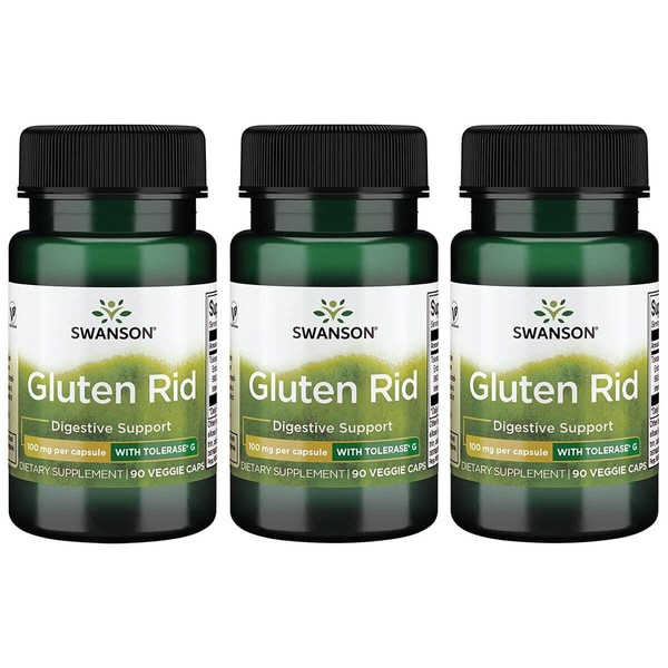 Swanson Gluten Rid with Tolerase G 100 mg 90 Veg Caps 3 Pack