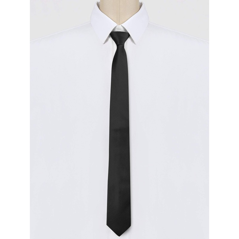 [Allegra K] Men's Necktie Narrow Tie Flat Stripe Adjustable Zipper
