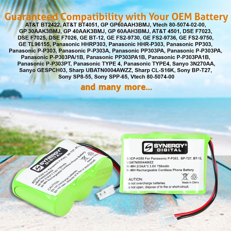Synergy Digital Cordless Phone Battery, Works with Sharp CL-510 Cordless