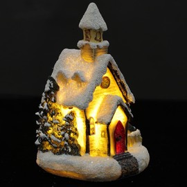 Toddmomy Christmas House with LED Light Decorative House Winter Landscape Illuminated Christmas Village LED Christmas City Christmas House Miniature Winter Village House Christmas Decoration Christmas