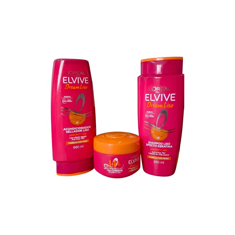 Kit Elvive Dream Liso Shampo Acondicionador Mascarilla