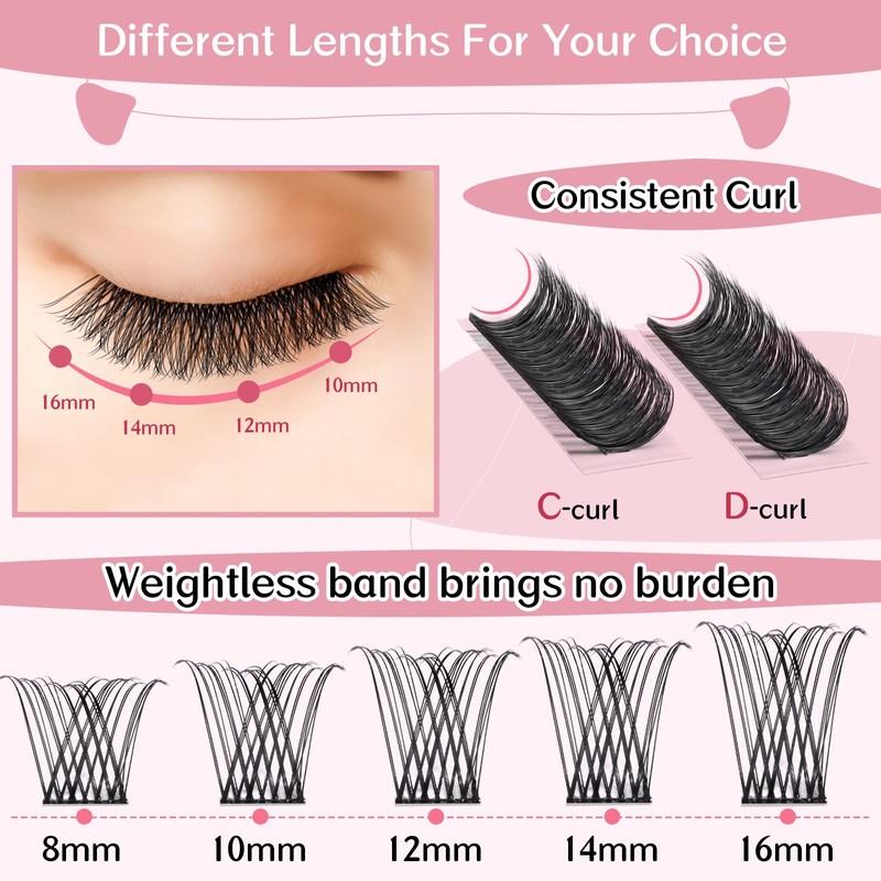 Cluster Eyelashes, Pack of 72 Individual Eyelashes, Eyelash Clusters, DIY