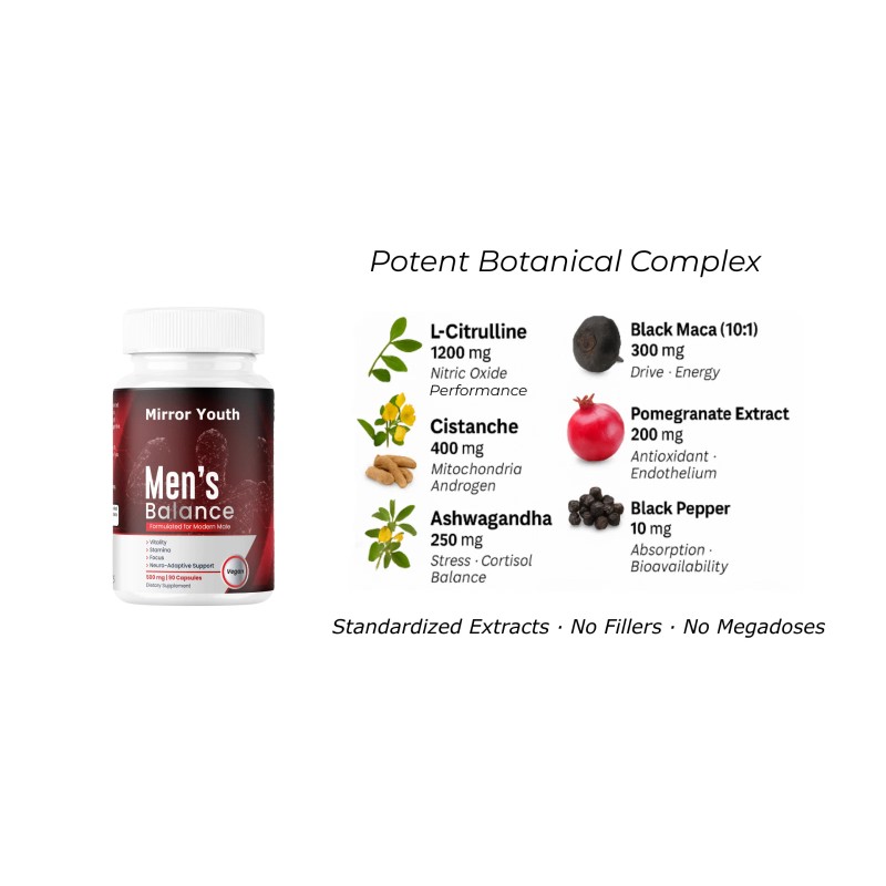 Mirror Youth Men's Balance Vegan Supplement | L-Citrulline Ashwagandha Cistanche