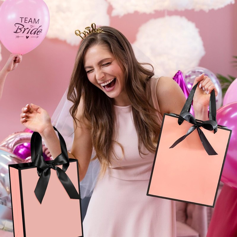 Sitroasho 30 Pack Pink Paper Gift Bags with Handles and