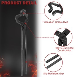 Bonbo Knife making Tongs Blacksmith Tongs 16"Z- V-Bit Style Tongs, Z-Jaw Offset Knife Making Tongs Blacksmith Z Type Tongs with V-Bit Jaws