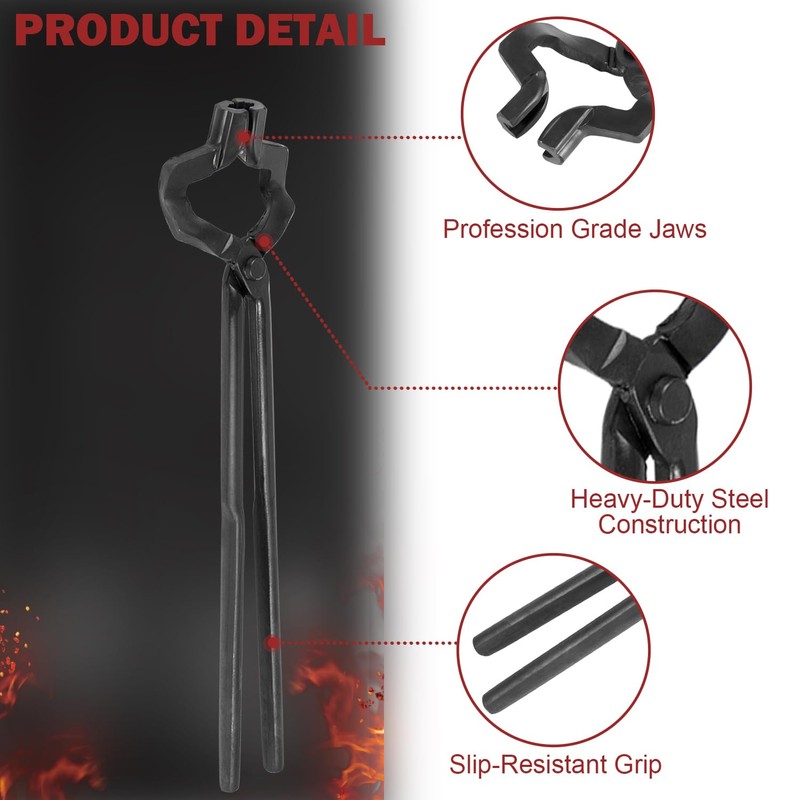Bonbo Knife making Tongs Blacksmith Tongs 16"Z- V-Bit Style Tongs,