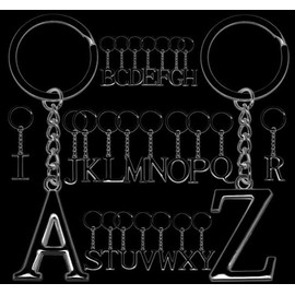 LUODAN Keyring Gift for Men and Women, Silver A-Z 26 Letter Initial Letter Pendant Key Ring - Gift Sisters Friendship Gift Ideas Best Friend Birthday (S), c