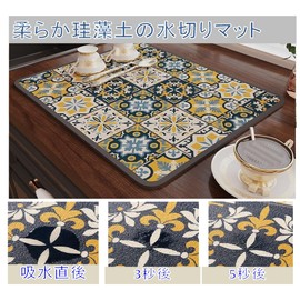 Drying Mat, Kitchen, Quick Drying, Absorbent Mat, Diatomaceous Earth, Kitchen Dish Drying Mat, Rolled, Washable, Slip, Dish Rest, Sponge Wipe, Antibacterial, Deodorizing, Quick Drying, Oil-Resistant,