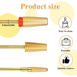 Hpmjz 3 Pieces Nail Carbide Nail Drill Bits Set 5 in 1 Nails Art Tools Multifunction Cone Shape Bit Tapered Nails Bit for Acrylic or Gel Remover Home Salon Manicure Pedicure