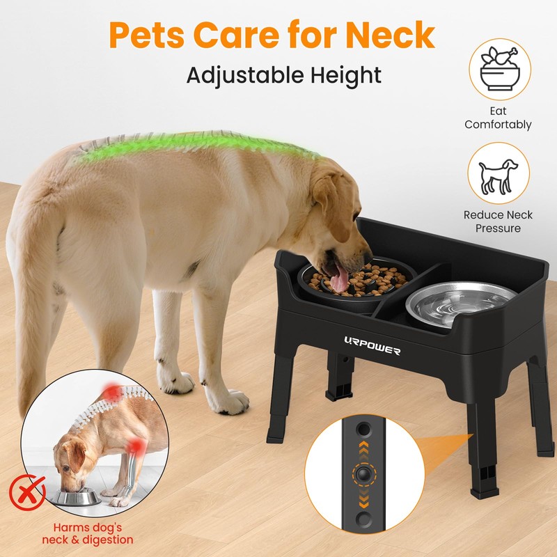URPOWER Mess Proof Elevated Dog Bowls 4 Height Adjustable Raised