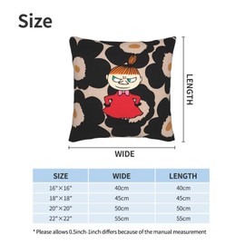 Asamike CXA1338S Cushion Cover, 17.7 x 17.7 inches (45 x 45 cm), Set of 2, Moomin, Little Mey, Simple, Sofa Back, Body Pillowcase, Decorative Pillowcase, Cushion, Pillowcase, Soft, Textured, Washable,