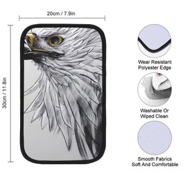 Sketching an Eagle Center Console Cover Arm Rest Cover, Car Armrest Box Pad with Pocket Tissue Box Hole Auto Armrest Cover Cushion for Car Vehicle Truck