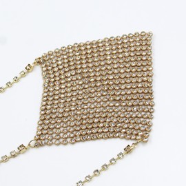 JUMISEE Sparkly Rhinestone Crystal Nipple Cover with Gold Chain, Sexy Diamond Body Chain Reusable Breast Petals Pasties