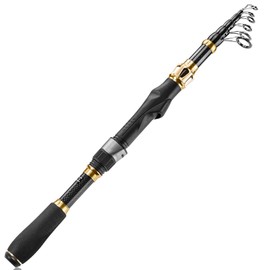 PLUSINNO Fishing Rod and Reel Combos Carbon Fiber Telescopic Fishing Rod with Reel Combo Sea Saltwater Freshwater Kit Elite Hunter Single Fishing Rod(No Reel &Lure), 1.98M 6.49FT