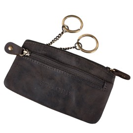 STILORD 'Theo' Leather Key Pouch for Men Vintage Key Case Holder with Ring Slim Coin Purse Cash Change Wallet Money Pouch with RFID Blocker, Colour:Dark - Brown