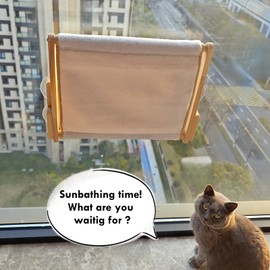 GesomePurrz Foldable Cat Window Perch, 16.5 inches*12 inches Window Hammock, 35 lbs Weight Limit, Wood Material Cat Window Hammock for Small Size Window