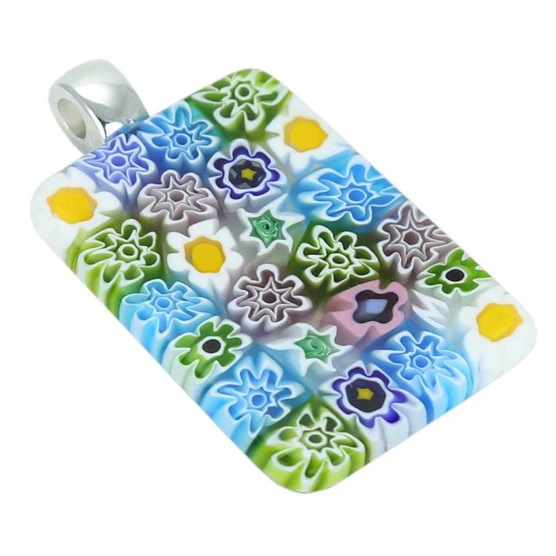 Glass Of Venice Millefiori Rectangular Pendant - Pastel Colours, Glass,