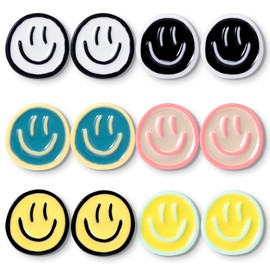 Senbowe 12PCS Strong Fridge Magnets, Colorful Refrigerator Magnets for Whiteboard Cabinet Locker, Cute Resin Smiley Face Decorative Magnets for Classroom Kitchen Office Cabinets and Dishwasher