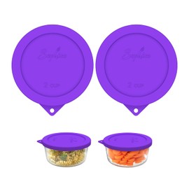 Sophico 2 Cup Round Silicone Storage Cover Lids Replacement for Pyrex 7200-PC and Anchor Hocking Glass Bowls (Container not Included) |Purple-2 Pack|