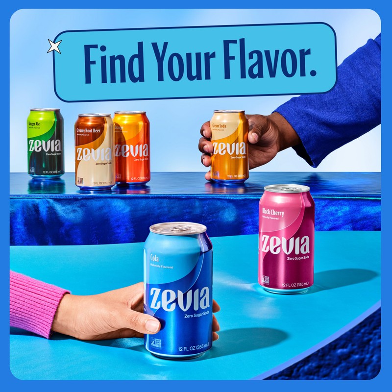Zevia Zero Sugar Soda, Cola, 12 Ounce Cans (Pack of