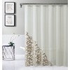 Velvet Textured Shower Curtain - 3D Scroll Appliqué Linen Design