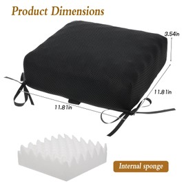 Rollator Walker Seat Cushion for Seniors Memory Foam Pad with Adjustable Straps Washable Breathable Cover Support Cushion for Elderly Walker Seat Accessories 12x12x3.5 Inch(Black)