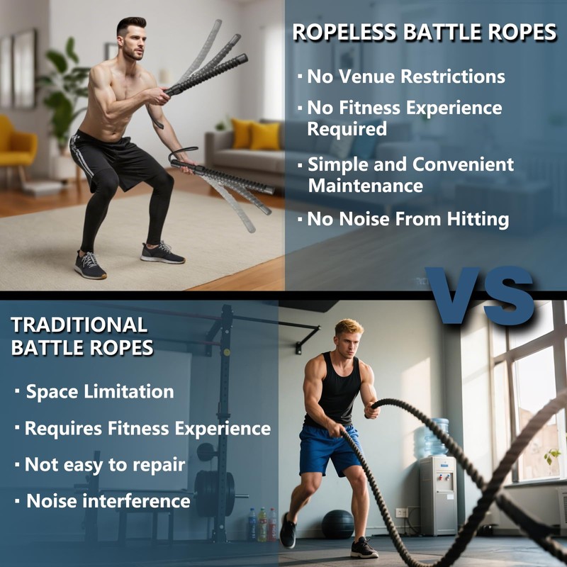Weighted Ropeless Battle Rope for Home Gym, Strength Training,Portable Workout