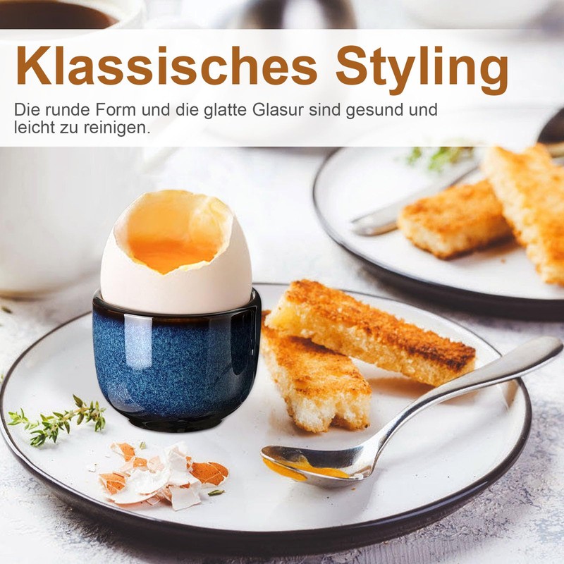 Caossuixin Ceramic Egg Cups, Set of 6, High-Quality Ceramic with