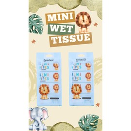 Mini Wet Wipes - Alcohol & Fragrance Free, Safe for Sensitive Skin, Babies & Kids - Small Wipes Pack for Travel, Slides into Pocket, Convenient for On-the-Go Hygiene (2 Bundle, Sky Lion)