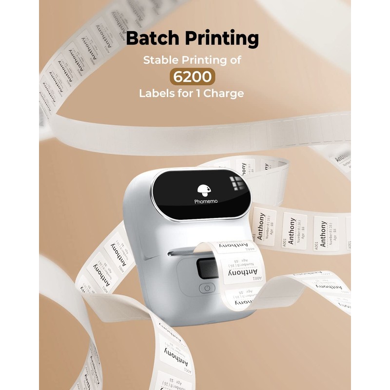 Phomemo M110 Label Printer, 3 Label Rolls Set, Upgraded Label